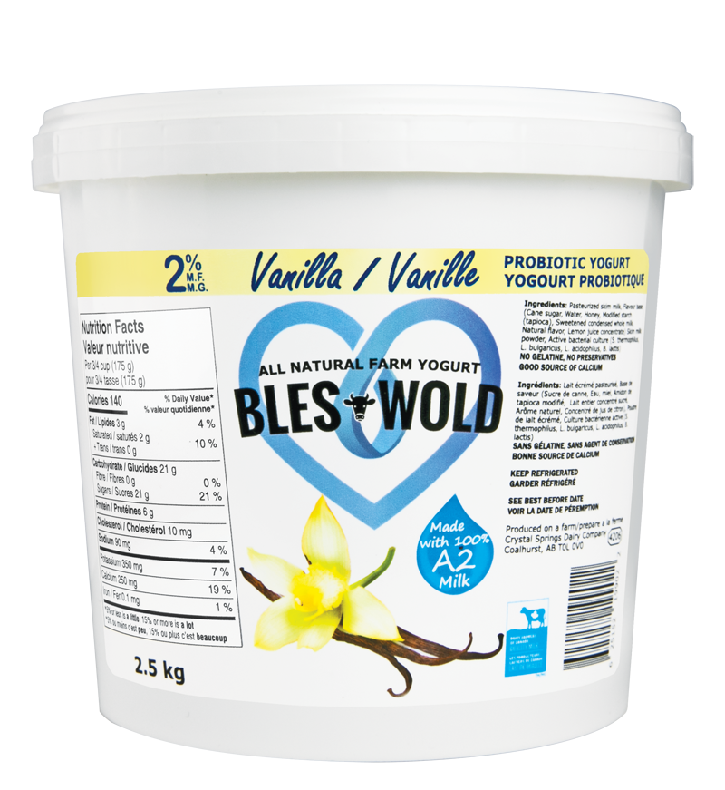 2% Yogurt - Vanilla - 2.5kg Size – Crystal Springs Cheese / Bles Wold
